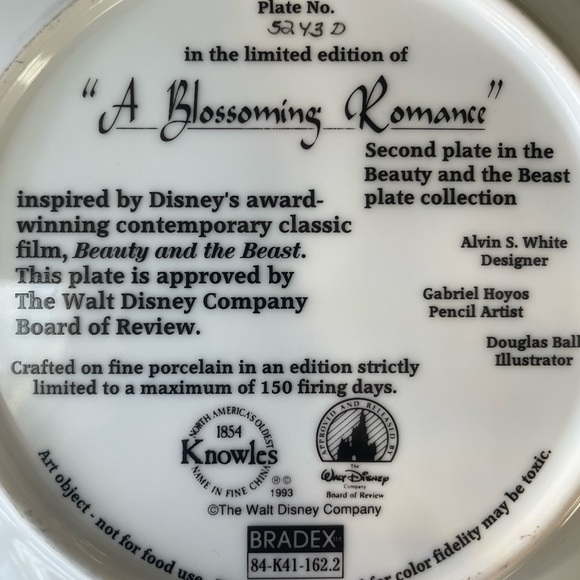 Vintage Disney Beauty And The Beast Collectible Plate By Bradford Exchange - Picture 5 of 5